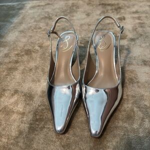 Bianka Sling Back Heel in Soft Silver Sam Edelman orig: 160